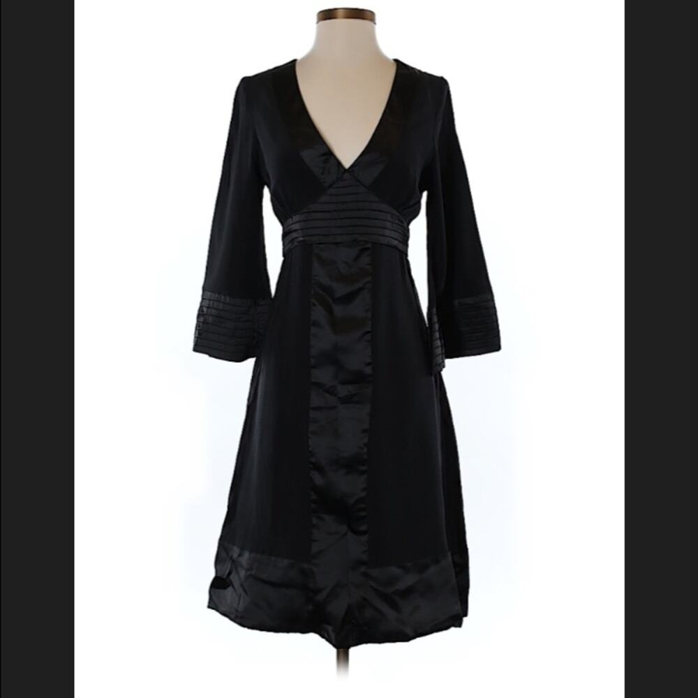 Aqua black bell sleeve cocktail party dress, size small
